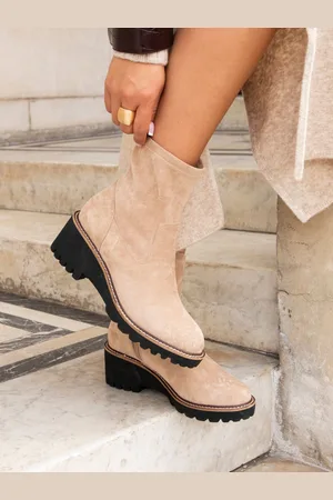 Linzi Nude Trish Wedged Heel Ankle Boots AU 8 (EU 39)