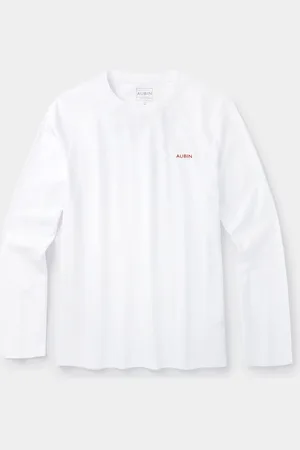 Aubin White Camblesforth Long Sleeve 100% Cotton T-Shirt M