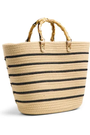 Pieces® Brown Raffia Stripe 100% Cotton Beach Bag One