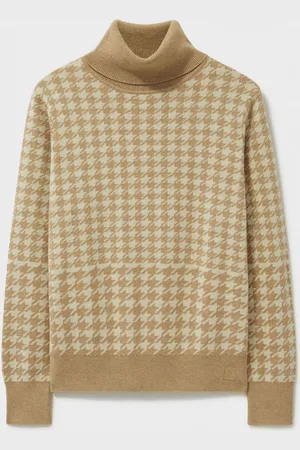 J.Crew Natural Houndstooth Roll Neck Jumper AU 12