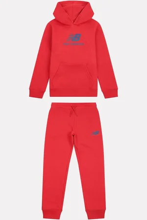 New Balance Red Boys Brush Back Stacked Logo Hoodie Set 15