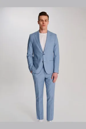 Harry Brown Blue Sandro Slim Fit Linen Look Suit Jacket 36 R