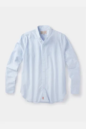 Aubin Stripe Alder Oxford 100% Cotton Shirt XXL