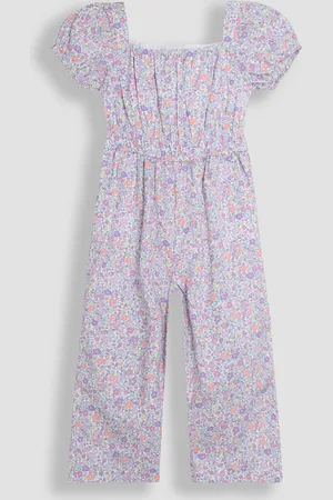 JoJo Maman Bébé Lilac Purple Ditsy Floral Print Puff Sleeve Jumpsuit 6