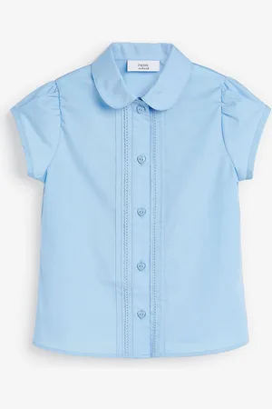 Next Blue Regular Fit Puff Sleeve Lace Trim School Blouse (3-14yrs) 4 Years (104cm)