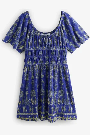 Next Short Sleeve Tie Front Jersey Mini Dress AU 14 Tall