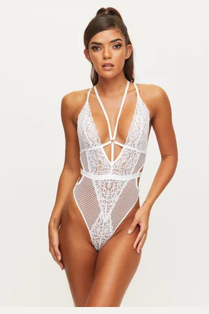 Ann Summers White The Obsession Floral Print Lace Body M