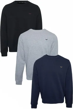 Threadbare Blue/Grey/Black Crew Neck Sweatshirts 3 Pack XL