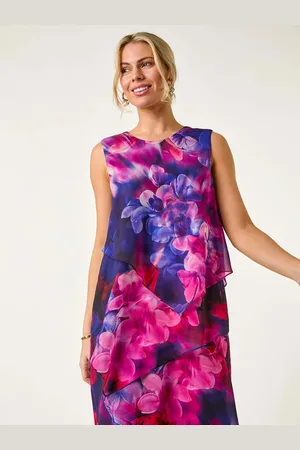 Roman Petite Floral Tiered Dress AU 10