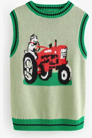 Next Green Cath Kidston 100% Cotton Knitted Tractor Tank (3mths-7yrs) 2