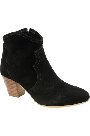 Ravel Black Suede Leather Block Heel Ankle Boots AU 5 (EU 36)