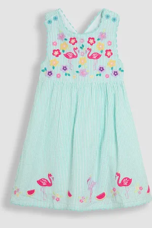 JoJo Maman Bébé Appliqué Seersucker Cross Back Dress 1.5