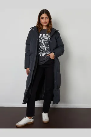 Threadbare Grey Longline Hooded Padded Coat 12