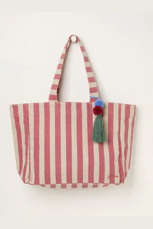 Fat Face FatFace Red Striped Beach 100% Cotton Bag one