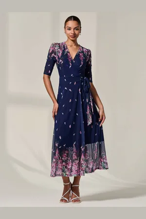 Jolie Moi Half Sleeve Floral Wrap Dress 10