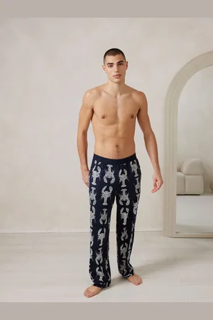 Chelsea Peers Blue Lobster Sketch Print Long Pyjama Bottoms S