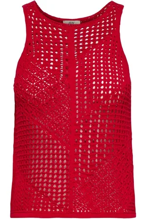 JDY Red Knitted Crochet Vest