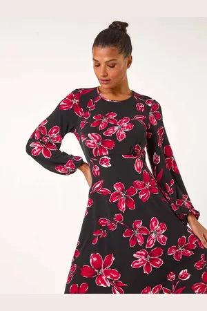 Roman Floral Print Tea Stretch Dress AU 10