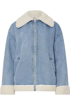 Long Tall Sally Blue Denim And Borg Jacket AU 16 Tall