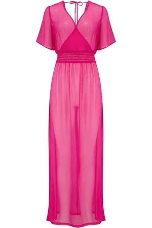 Pour Moi Pink Short Sleeve Chiffon Wrap Maxi Kaftan AU 14