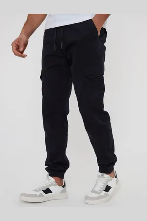 Threadbare Black Cotton Jogger Style Cargo Trousers With Stretch L