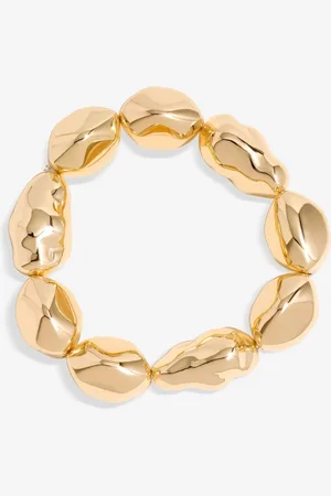 Moodstreet Gold Tone Sculpted Casted Nugget Stretch Bracelet One