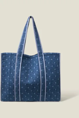 Accessorize Blue Polka Dot Denim Shopper Bag One