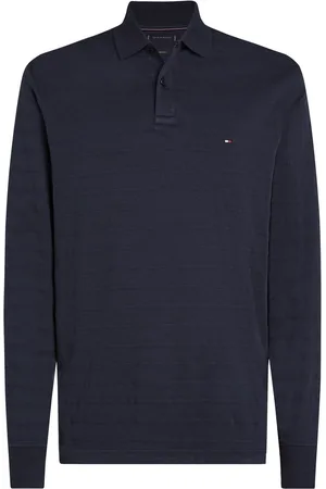 Tommy Hilfiger Regular Fit Jacquard Stripe Long Sleeve 100% Cotton Polo Shirt XL