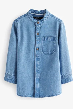 Next 100% Cotton Long Sleeve Grandad Collar Denim Shirt (3mths-7yrs) 6