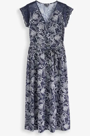 Pour Moi Julie Slinky Jersey Lace Trim Midi Dress AU 14
