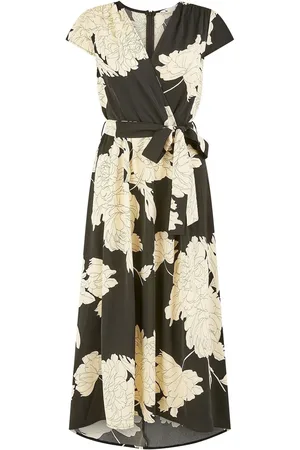 Yumi Blossom Print Wrap Midi Dress With Dipped Hem AU 26