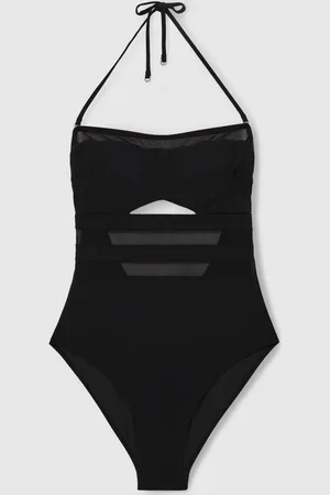 Reiss Black Luna Underwired Bandeau Cut-Out Swimsuit AU 10