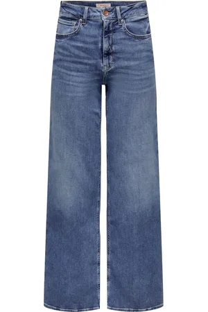 ONLY Blue Wide Leg High Waisted Jeans With Super Stretch AU 12-14