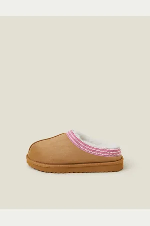 Accessorize Natural Embroidered Suedette Mule Slippers S
