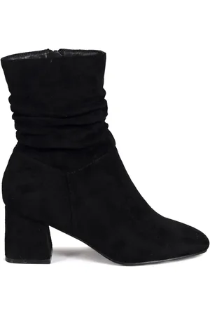 Linzi Black Aster Ruched Heeled Ankle Boots AU 9 (EU 40)