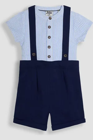 JoJo Maman Bébé Blue 2-Piece Baby Grandad Shirt & Shorts Set 12