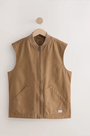 Next Tan Brown Canvas Worker Gilet 3XL