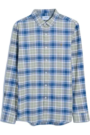 Farah Brewer Check Long Sleeve 100% Cotton Shirt in Hazelnut L