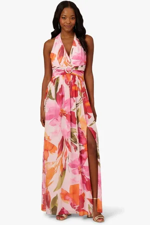 Adrianna Papell Floral Chiffon Ring Gown AU 14