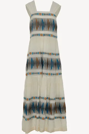 Devotion Twins ELEGANT Embroidered Stripe Maxi 100% Cotton Dress S