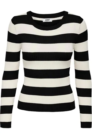 JDY Black Long Sleeve Stripe Knitted Jumper AU 10