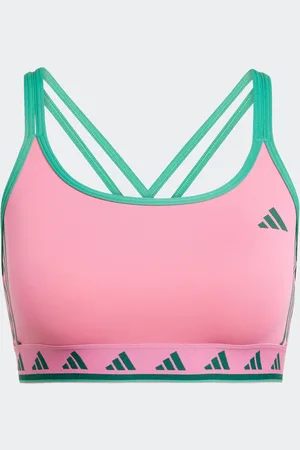 adidas Pink/Green Aeroready Long Sleeve Hyperglam Bra L Reg