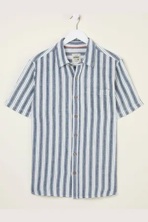 Fat Face FatFace Hyde Short Sleeve Stripe 100% Cotton Shirt L Reg