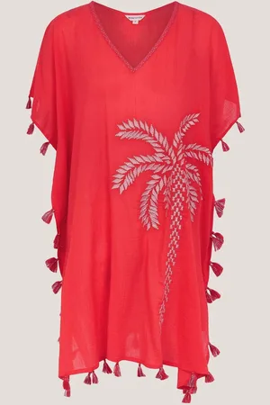 Monsoon Orange Katie Embroidered Tassel 100% Cotton Kaftan L