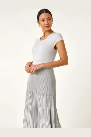 Roman Shimmer Knit Pleated Dress AU 10