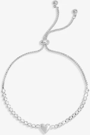 Jon Richard Silver Tone Polished Heart And Crystal Toggle Bracelet one