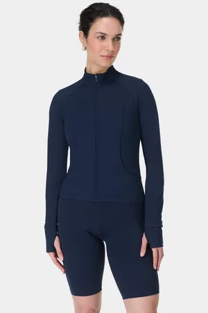 Sweaty Betty Blue Black All Day Active Zip Up Sweatshirt xlarge