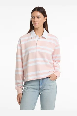 Guess Stripe Long Sleeve Rugby 100% Cotton Polo Shirt XS