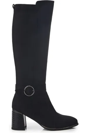 Moda In Pelle Shantel Long Black Boots With Trim And Metal Heel AU 8 (EU 39)