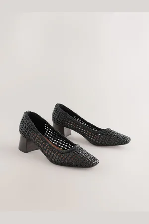 Next Forever Comfort Leather Round Toe Weave Low Block Courts Heels AU 5 (EU 35.5)